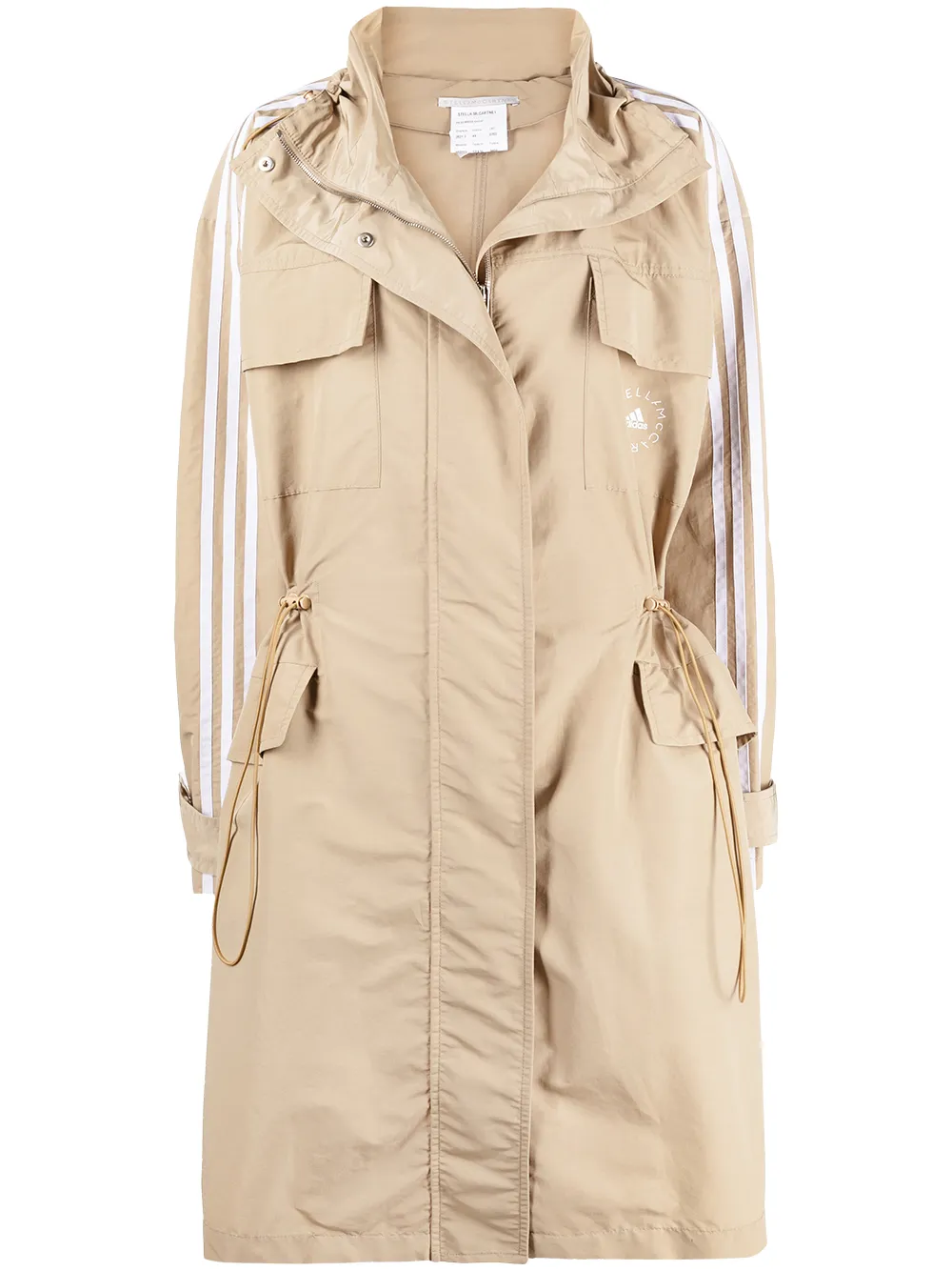 ADIDAS BY STELLA MCCARTNEY LOGO-PRINT 3 STRIPE PARKA COAT