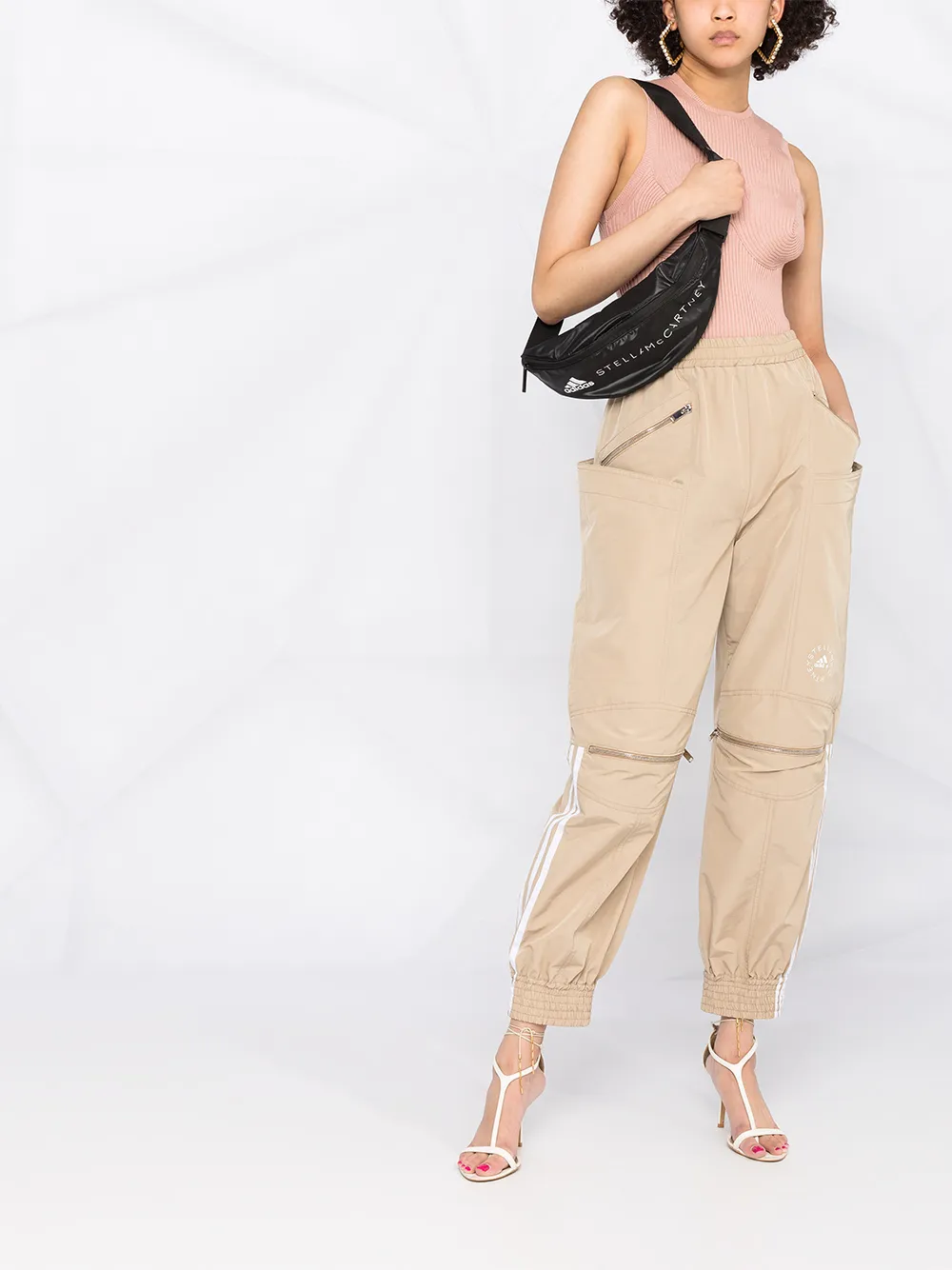 Stella McCartney Trainingsbroek met logostreep - Beige