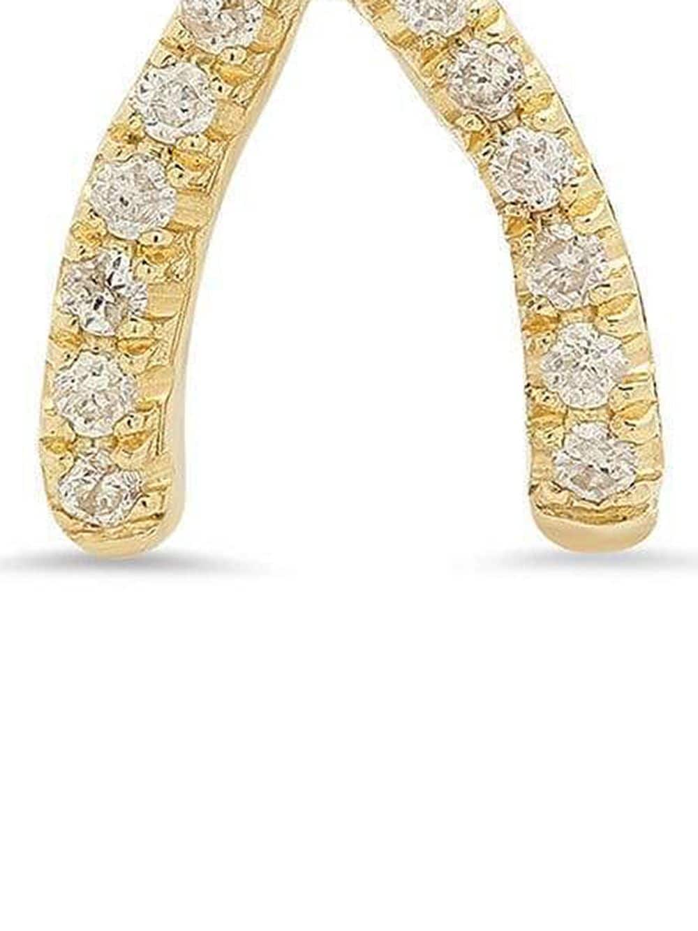 Shop Jennifer Meyer 18kt Yellow Gold Mini Diamond Wishbone Stud Earrings