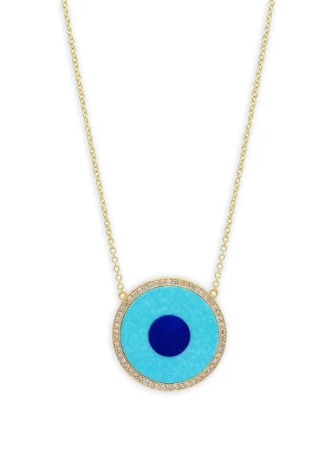 Jennifer Meyer 18K yellow gold Evil Eye diamonds, lapis lazuli and turquoise necklace