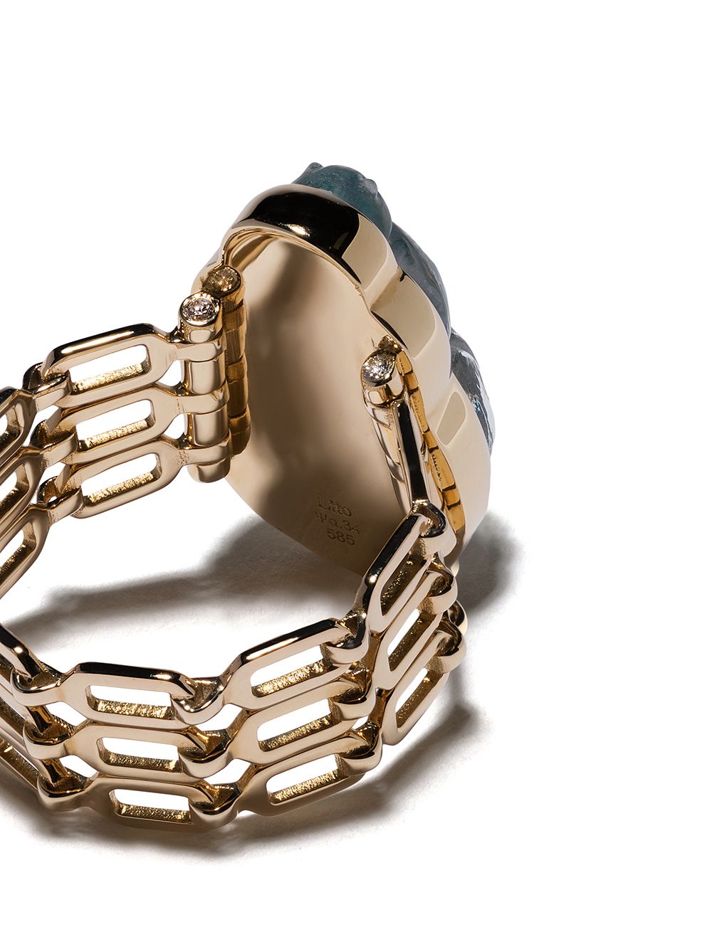 фото Lito кольцо sienna из желтого золота с лабрадоритом и бриллиантами
