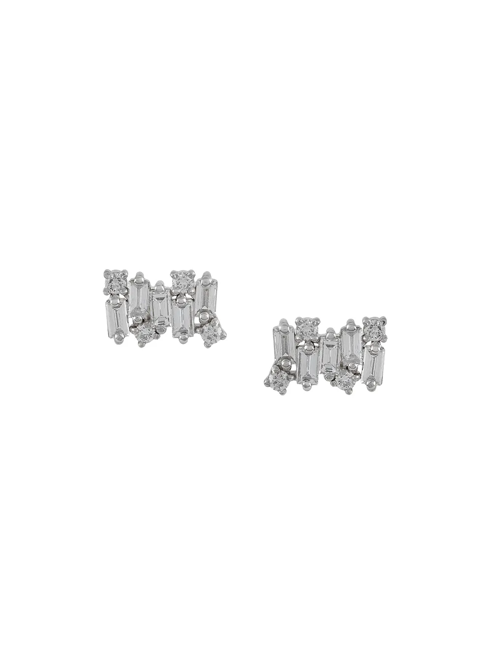 SUZANNE KALAN 18KT WHITE GOLD DIAMOND CLUSTER STUD EARRING