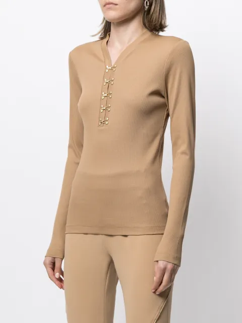 Shop Dion Lee Henley hook long-sleeved 