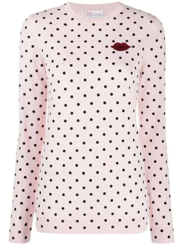 Red Valentino Polka Dot Logo Patch Jumper Worldarchitecturefestival