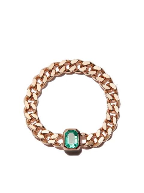 Roxanne First 14kt yellow gold emerald chain ring