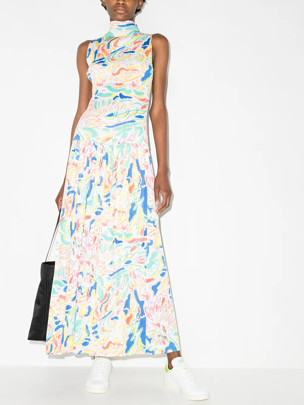фото Pleats please issey miyake юбка макси с абстрактным принтом