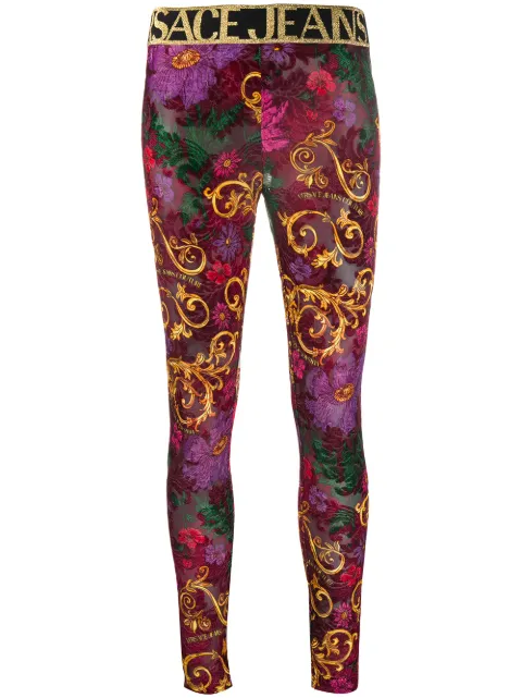 red versace leggings