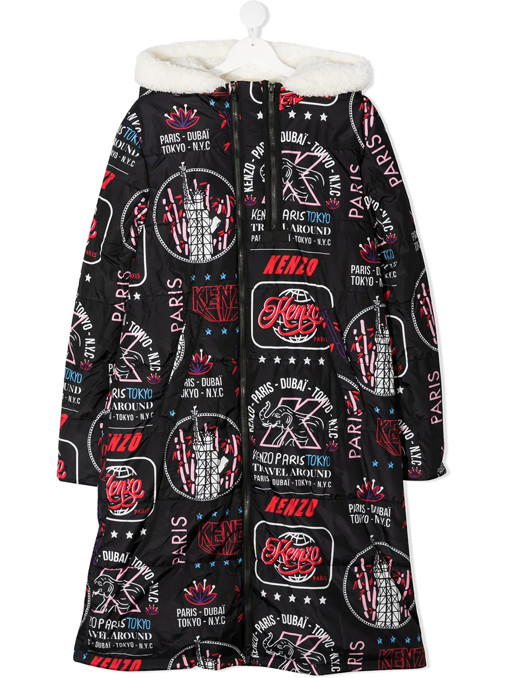 Kenzo Kids пуховик с графичным принтом