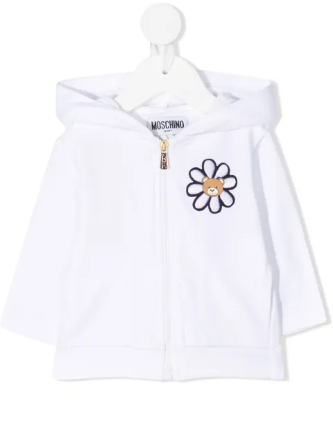 Moschino Kids جاكيت مطرز بسحاب وهودي