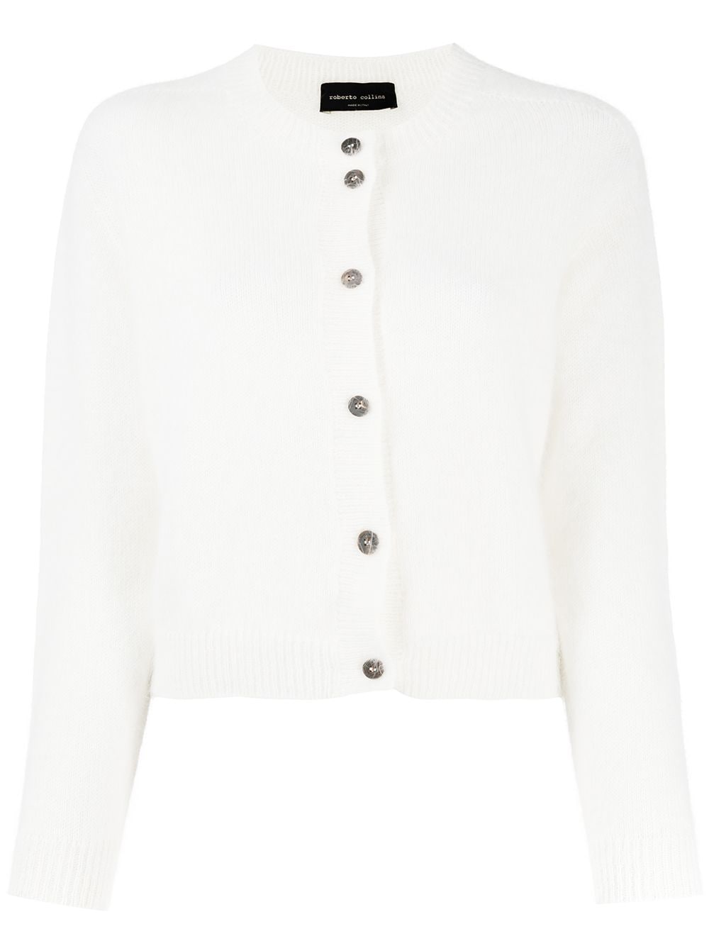 Shop Roberto Collina Long-sleeved Angora Cardigan In White