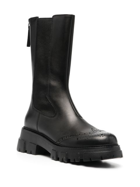 Shop Ash Brogue Detail Mid-calf Boots In Black