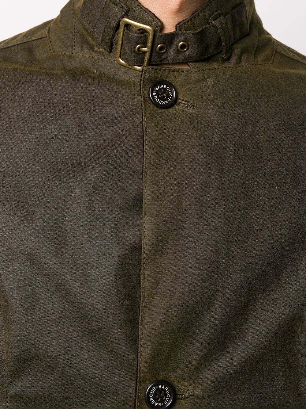 Shop Barbour Wax Coated High-neck Jacket In Green