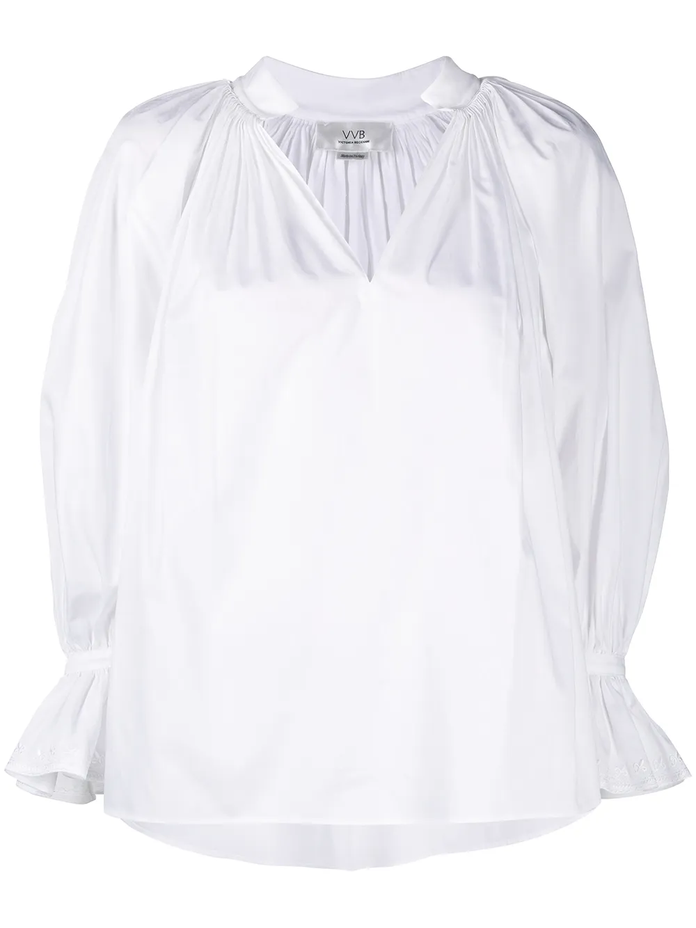 Image 1 of Victoria Victoria Beckham organic cotton flouce-sleeved blouse