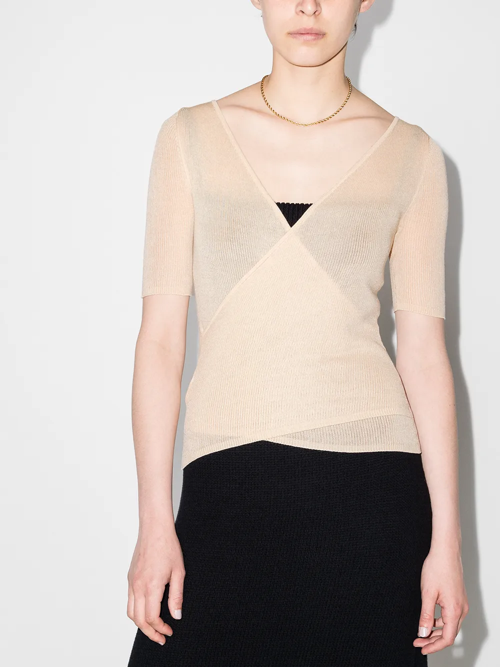 Image 2 of St. Agni ST AGNI OTIS KNIT TOP RVRSBL CRSS BK/FRN