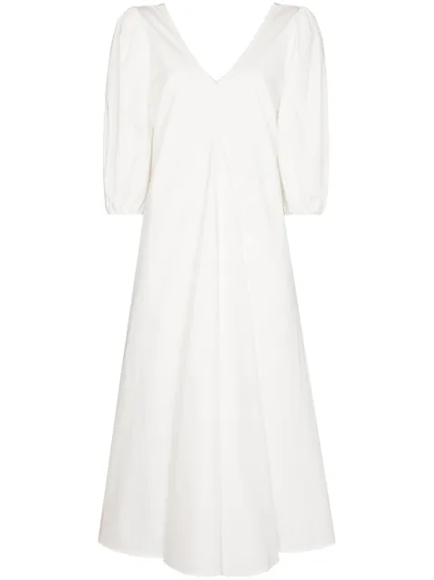 St. Agni Vestido midi Jude com mangas bufantes