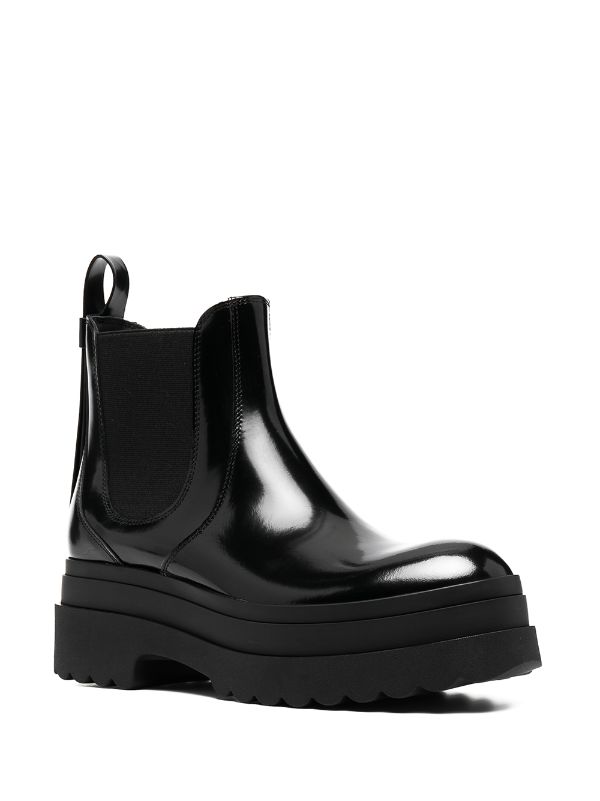 ladies patent leather chelsea boots