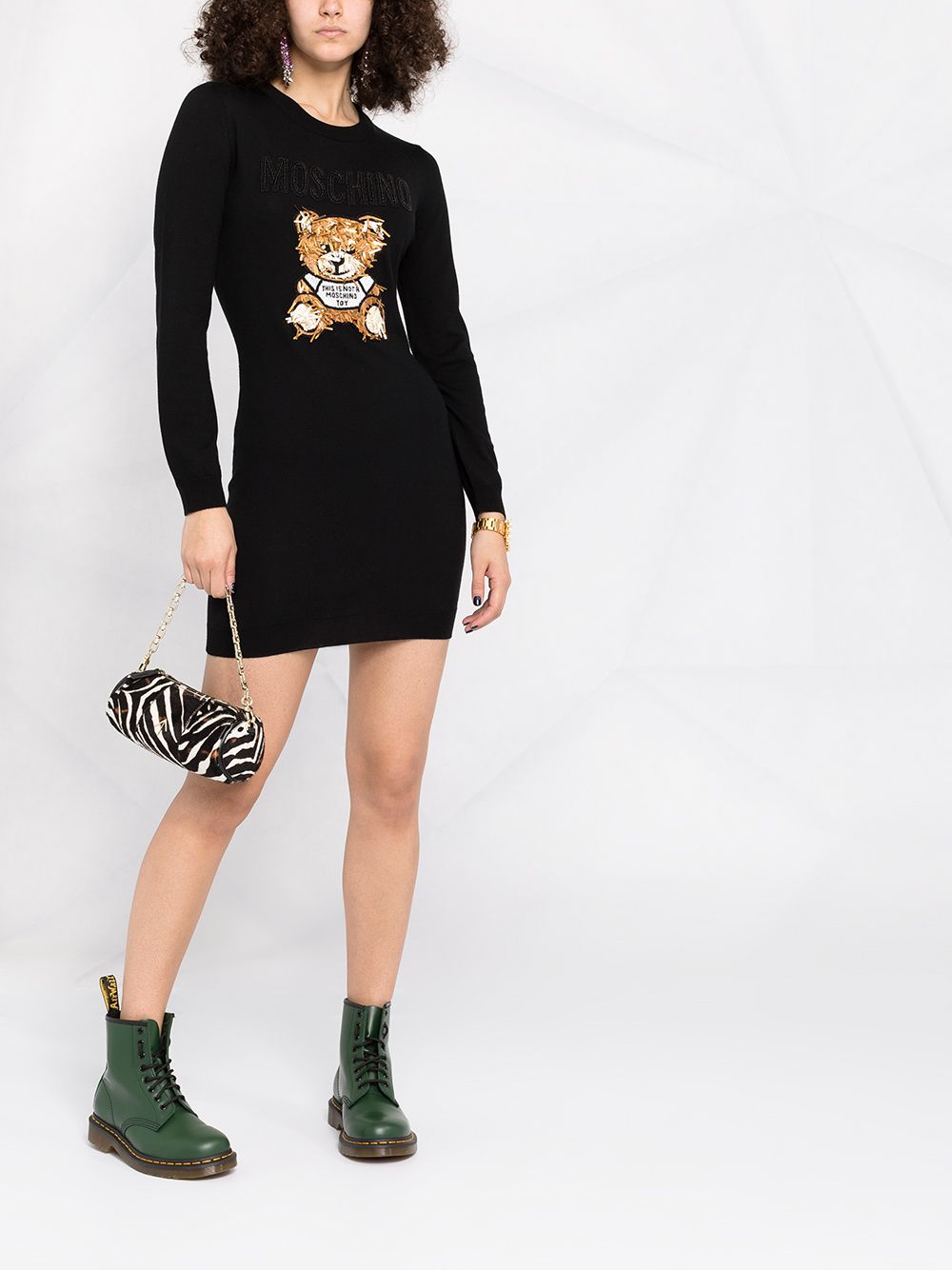 фото Moschino трикотажное платье с аппликацией teddy bear