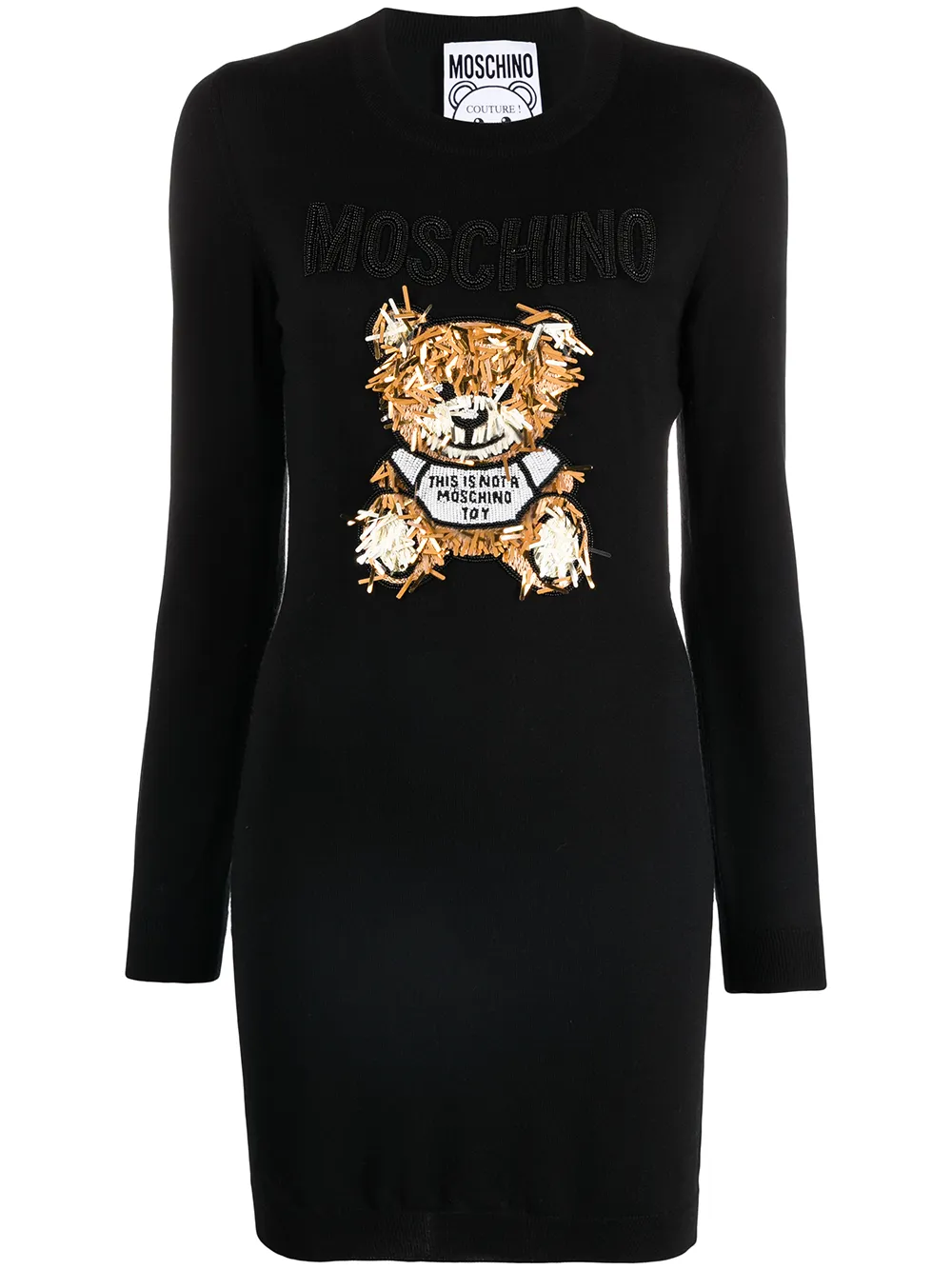 фото Moschino трикотажное платье с аппликацией teddy bear