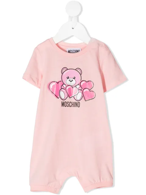 Moschino Kids بدلة أطفال قطن قصيرة الأكمام بطبعة دب
