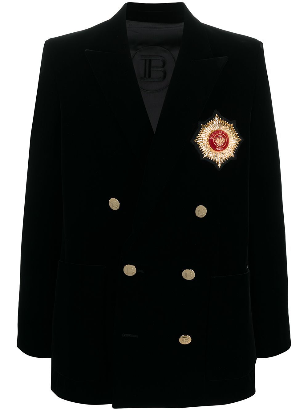 фото Balmain двубортный пиджак с нашивкой-логотипом