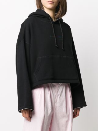 metallic-logo cropped hoodie展示图