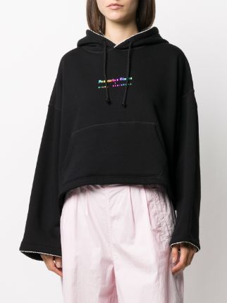 metallic-logo cropped hoodie展示图