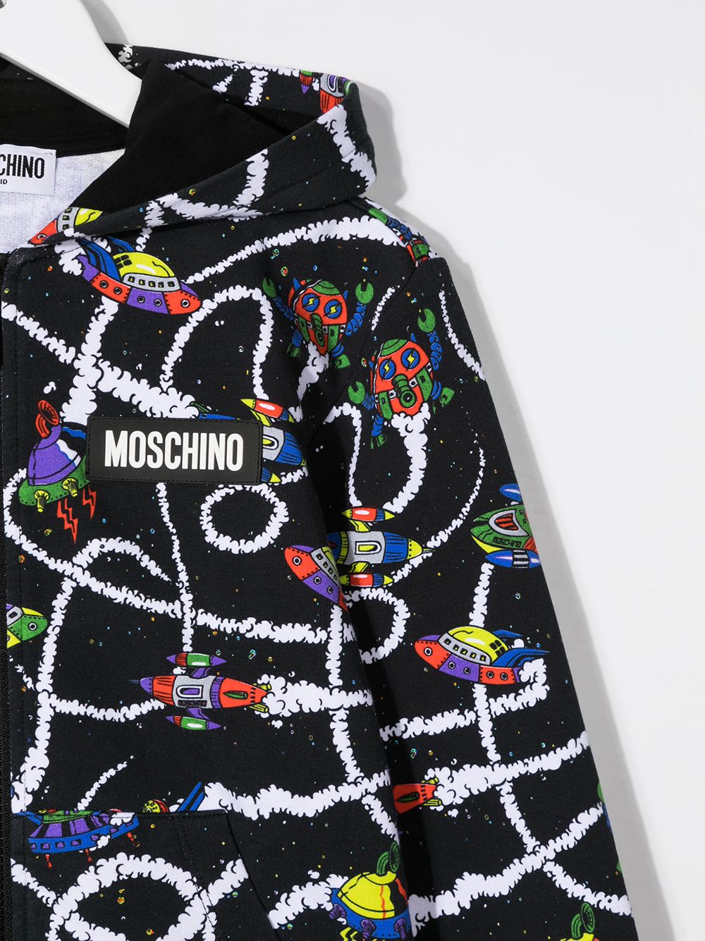 фото Moschino kids худи на молнии с принтом