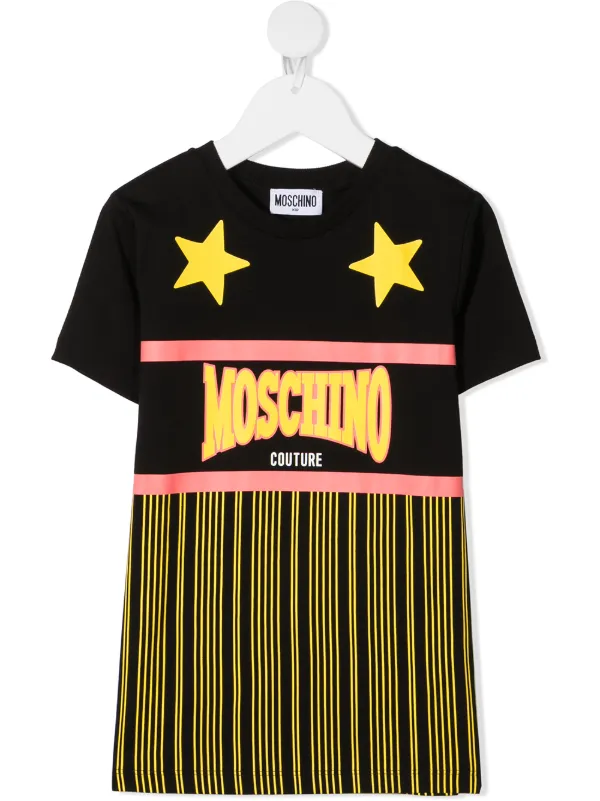 black and yellow moschino t shirt