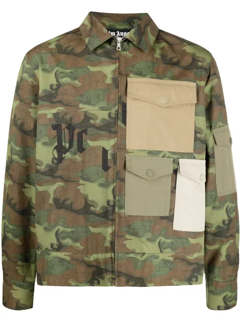 Palm Angels camisa con motivo militar