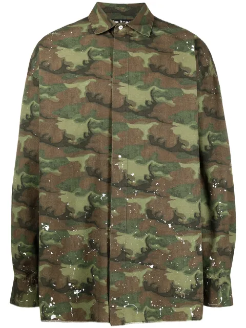 Palm Angels camouflage logo print shirt