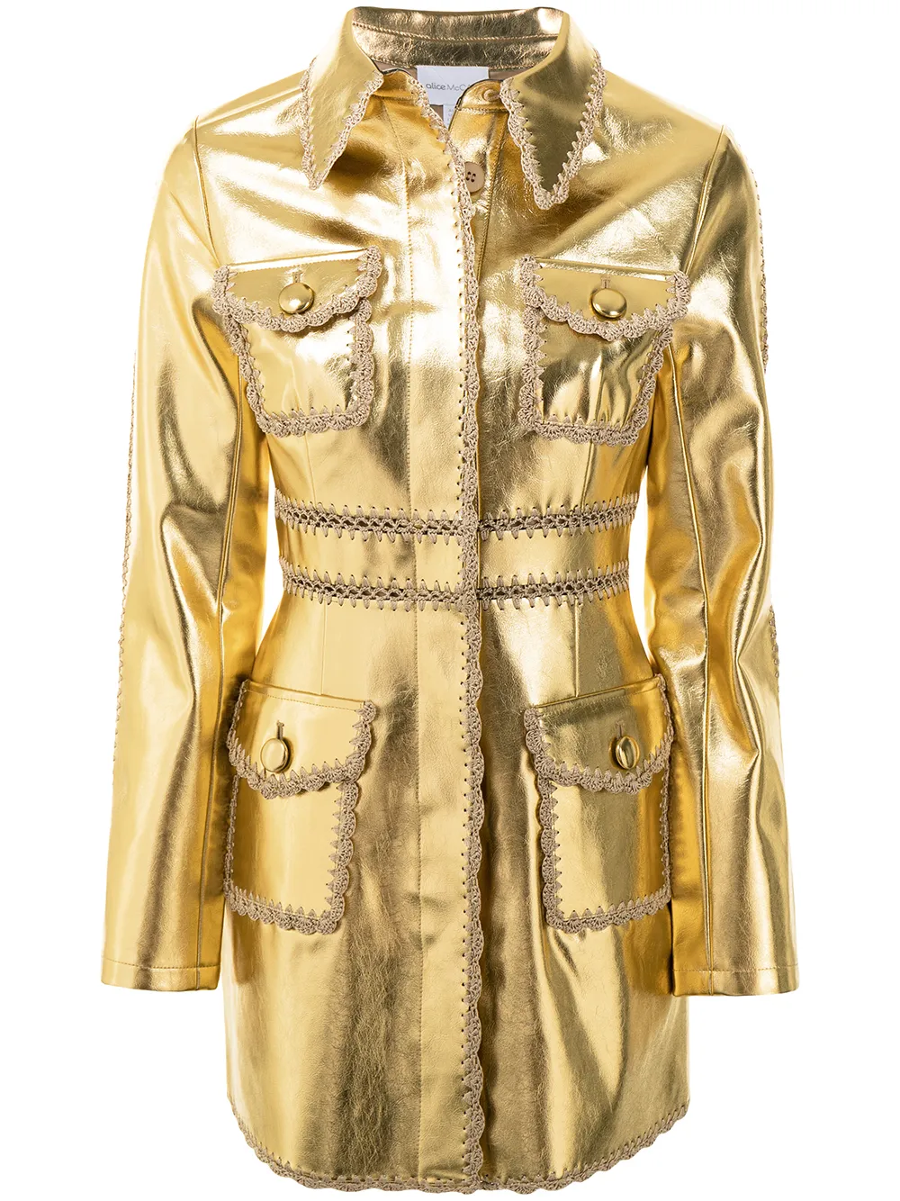 Alice Mccall Metallic Scallop-edge Jacket In Gold