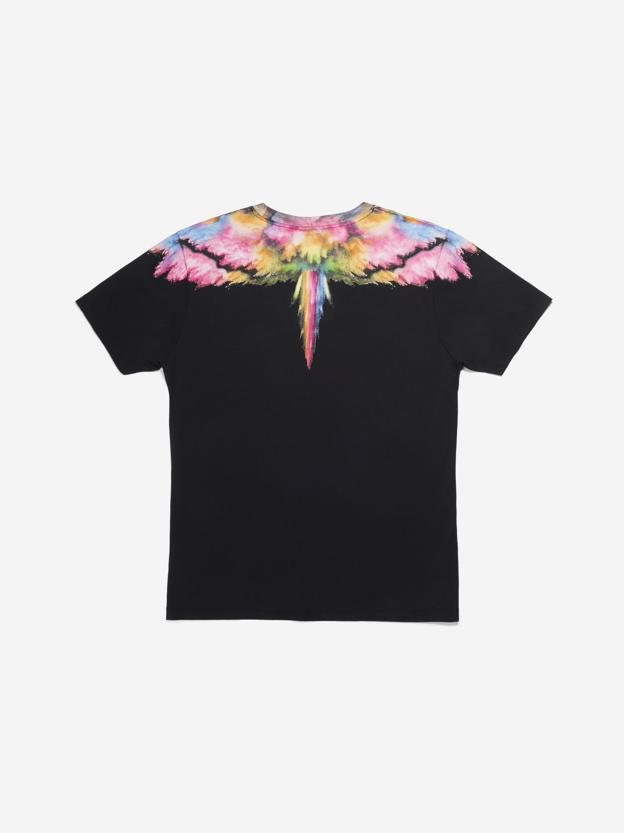 Black/multicolour cotton wings-print cotton T-shirt from Marcelo Burlon County of Milan featuring wings print, crew neck, short sleeves and straight hem.