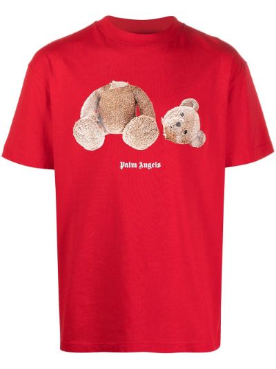 Palm Angels bear-print T-shirt red | MODES