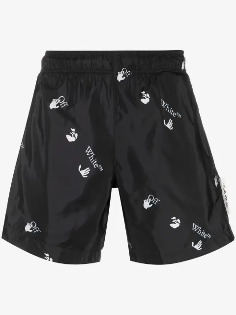 Off-White Hands-Off print swim shorts