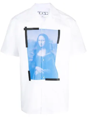 off white black and blue shirt