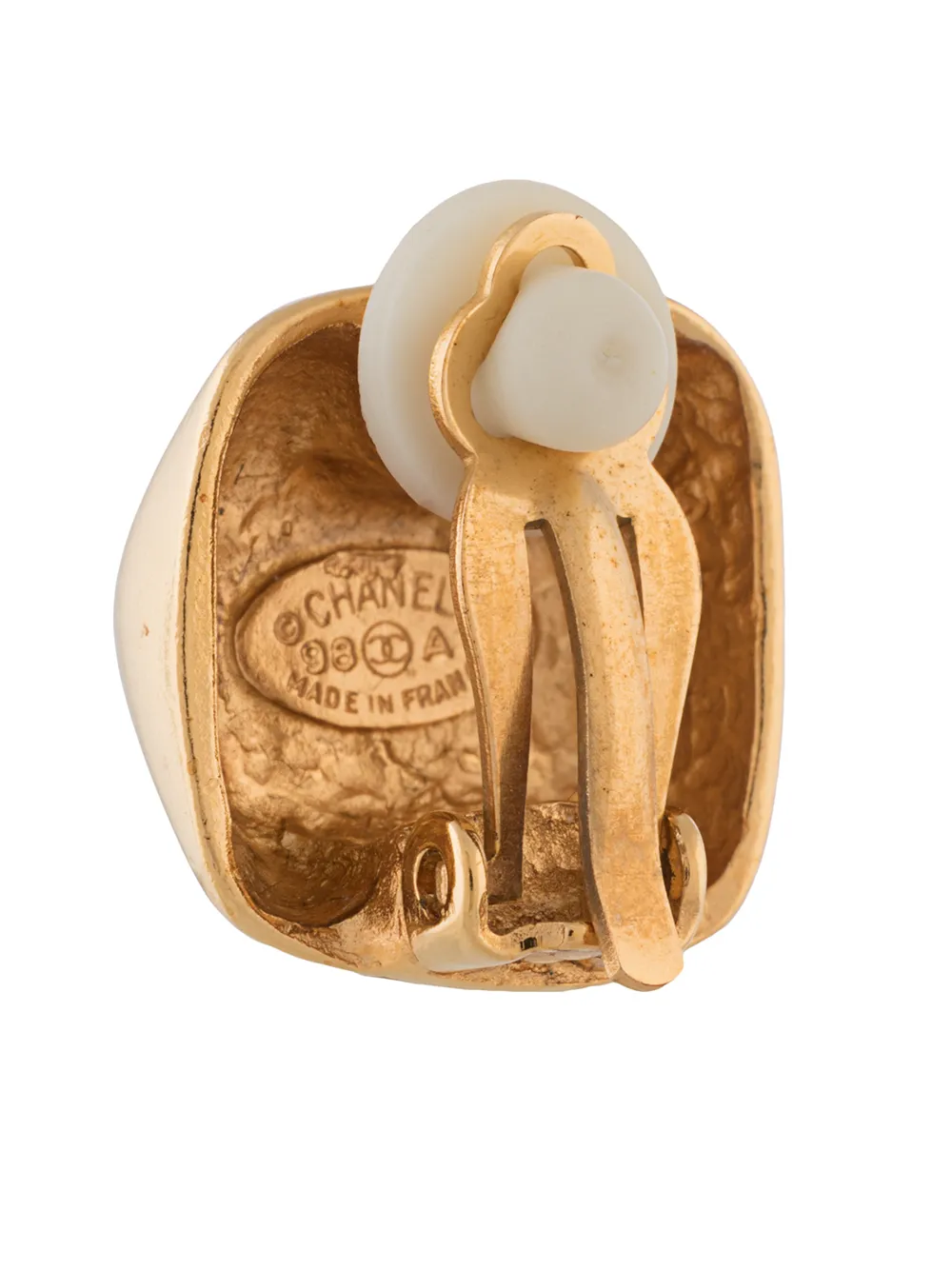 Pre-owned Chanel 1998 Cc Square Clip-on Earrings In Gold