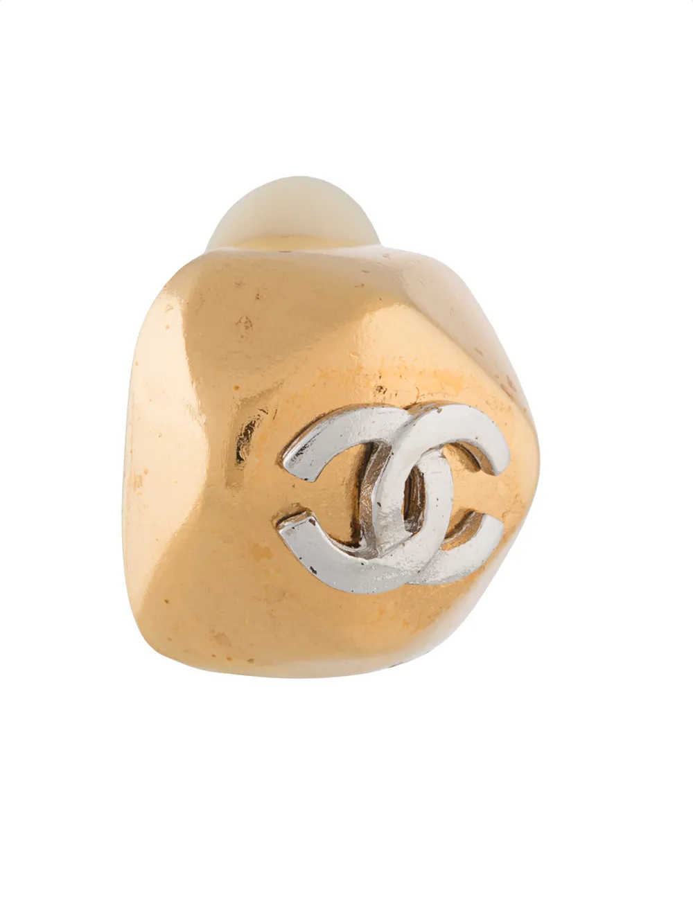 Pre-owned Chanel 1998 Cc Square Clip-on Earrings In Gold