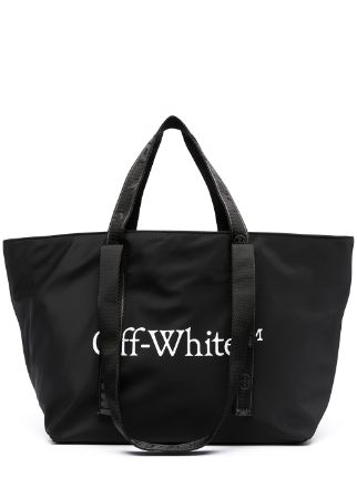 OFF-WHITE: Off White commercial tote bag in nylon - White
