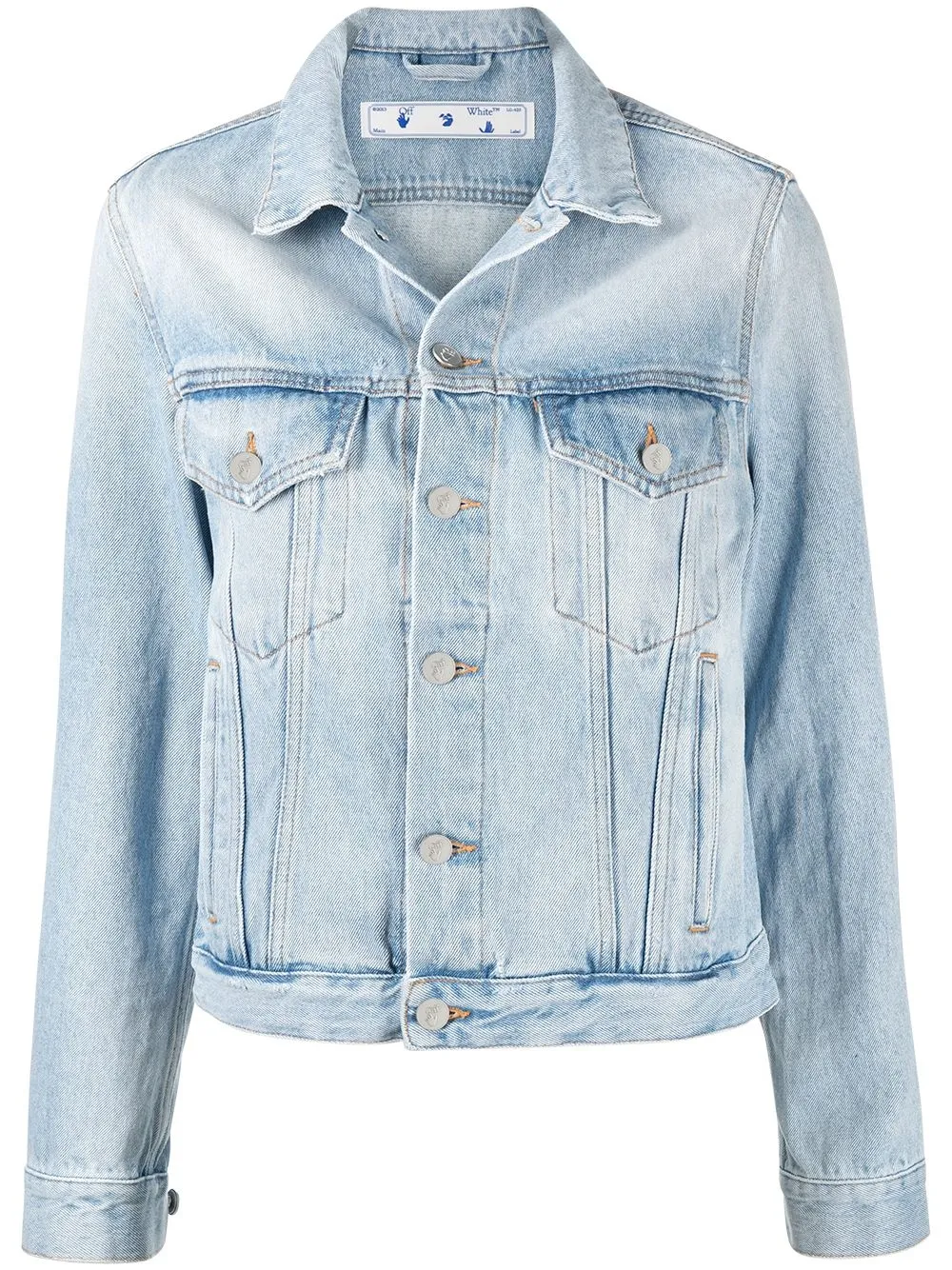 Click to view more detailed imagery on our partner's website Off-white Floral Arrows Print Denim Jacket In Blue