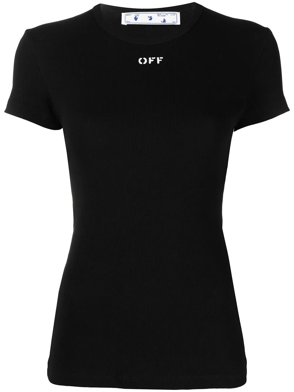 

Off-White playera de canalé con logo - Negro