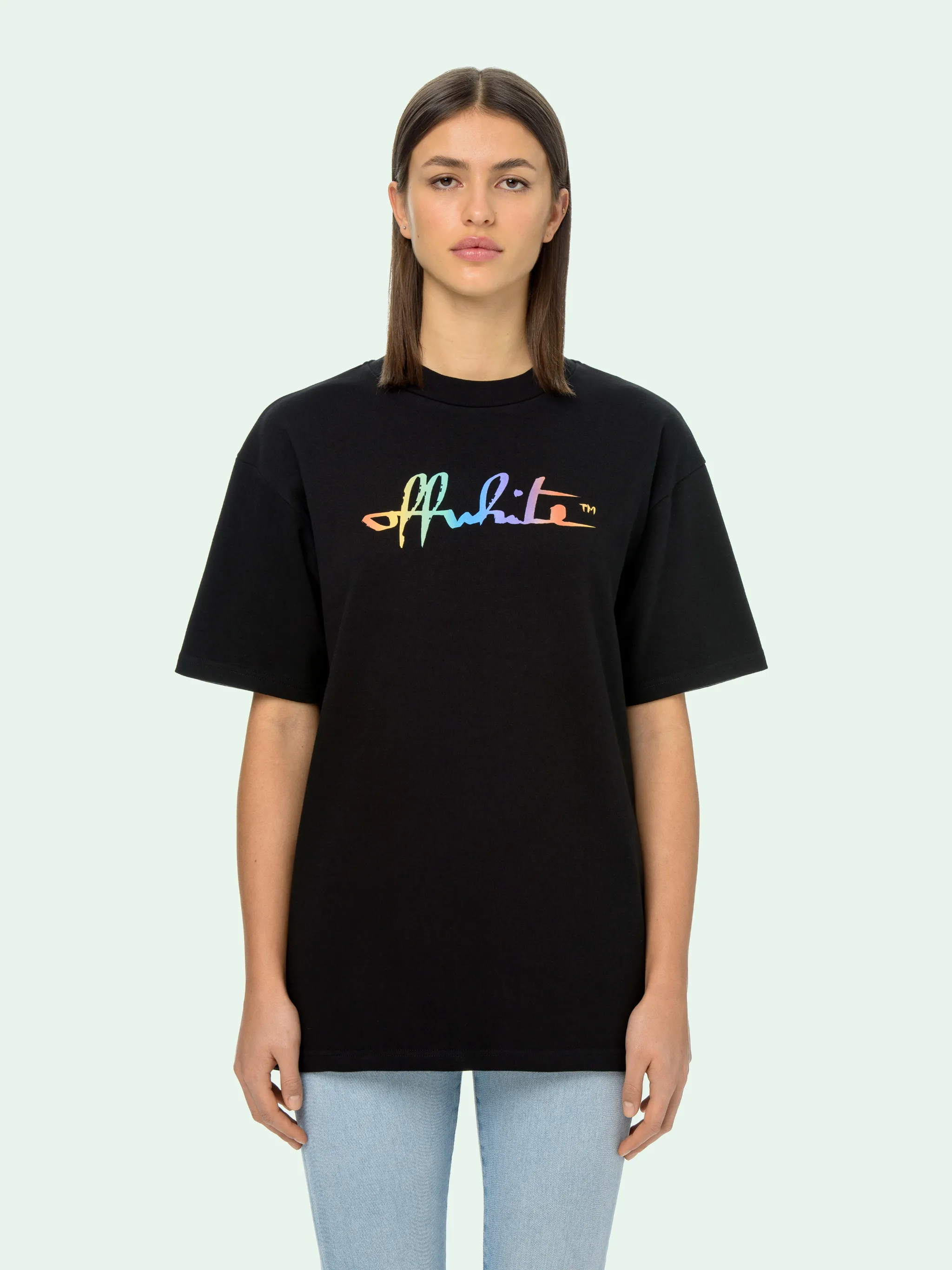 off white rainbow tee
