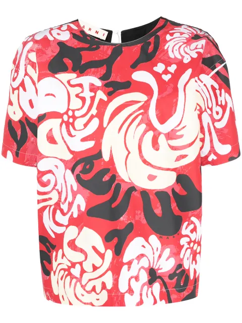 Marni Blusa mangas curtas com estampa gráfica