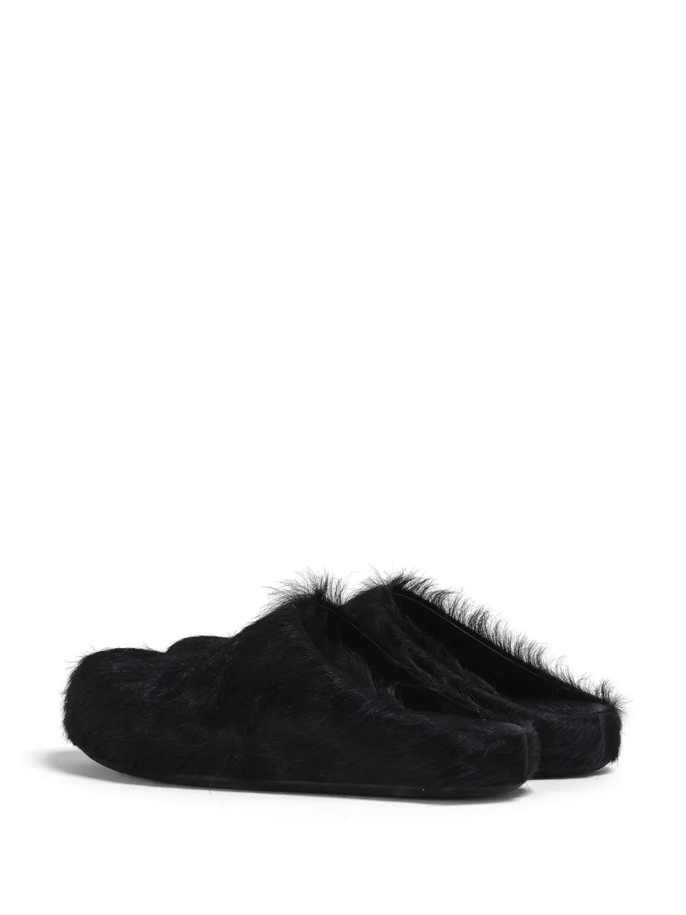 Marni Long Hair Calfskin Fussbett Sabot in Black, view 3