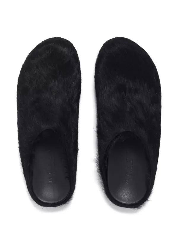 Marni Fussbet Sabot calf-hair Slippers | Black | FARFETCH