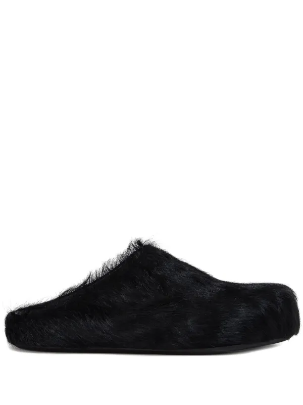 Marni Fussbet Sabot calf-hair Slippers | Black | FARFETCH
