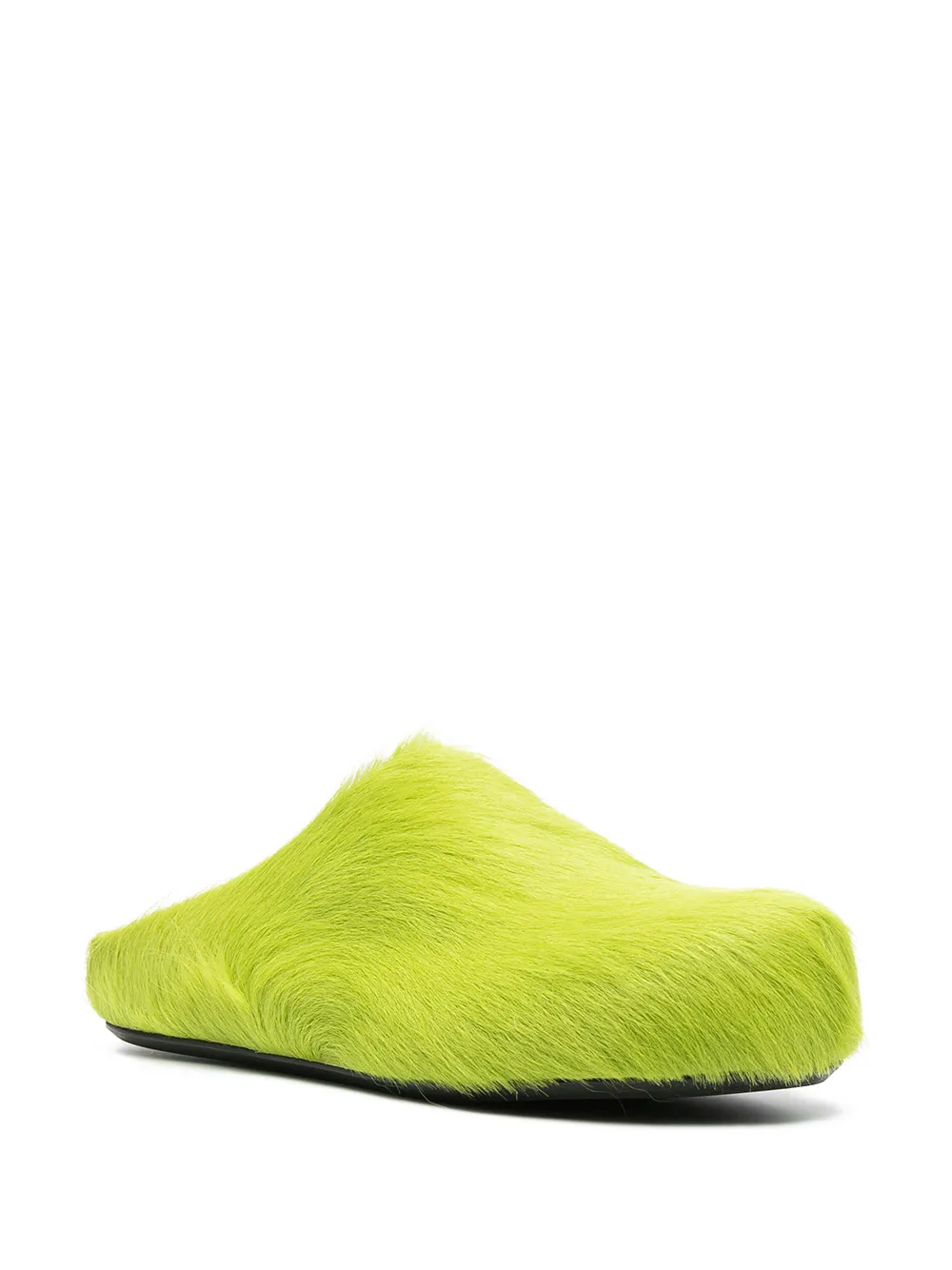 Marni Fussbet Sabot slippers met kalfshaar - Groen