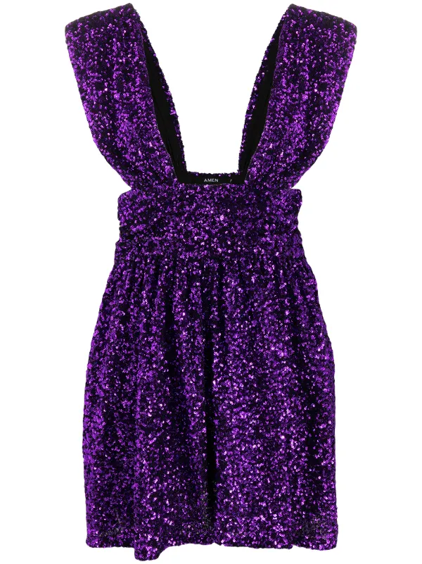 plunge neck sequin dress