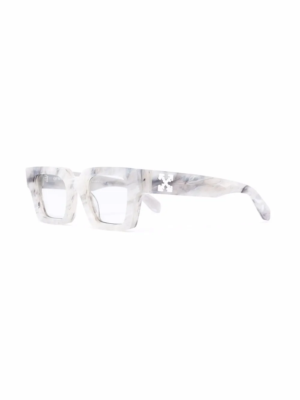 Off-White Virgil Sun Rectangle Sunglasses in Marble - Grey, Custom Lenses | Visionist