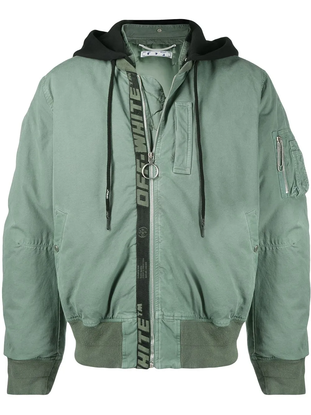 Click to view more detailed imagery on our partner's website Off-white Off White Logo Band Vintage Bomber Jacket In Green