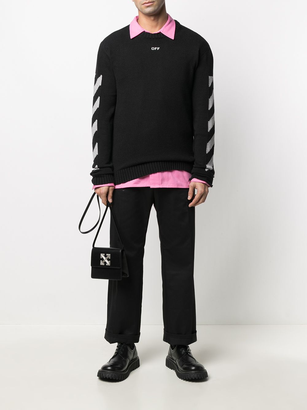 Shop Off-White logo-print striped jumper with Express Delivery - FARFETCH